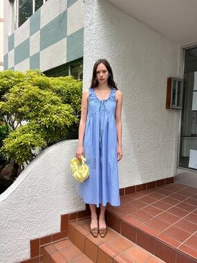 A BRONZE AGE Valley Dress in Porter Strip Poplin Cotton Summer Size XS VGUC